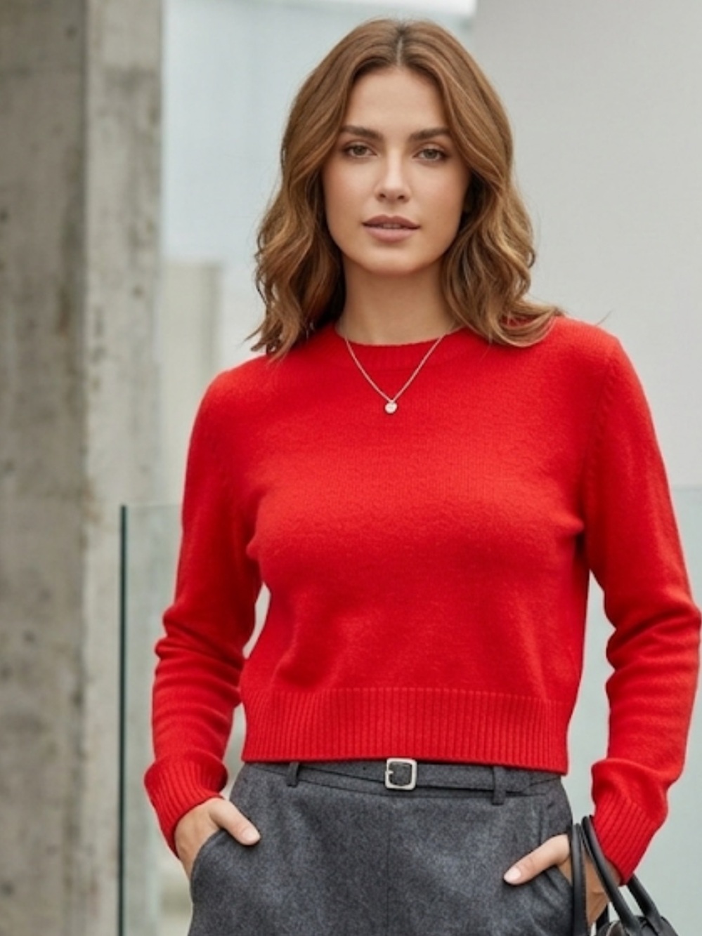 Made for Italic Red Crewneck Cashmere Sweater Size XL